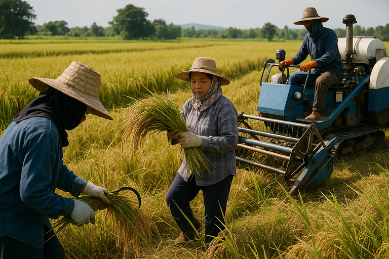 Crop harvesting in progress